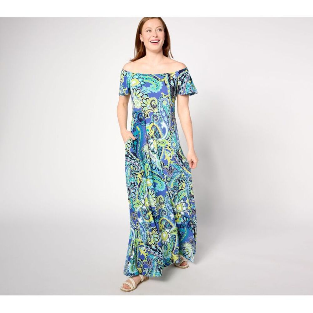 Women Control Women's Dress Sz L Tall Como Jersey Flutter Multi-colored A637011